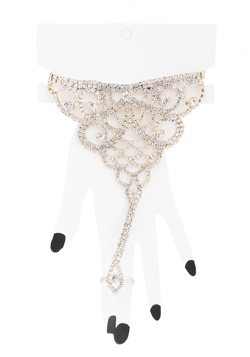 RHINESTONE HAND CRYSTAL RING BRACELET