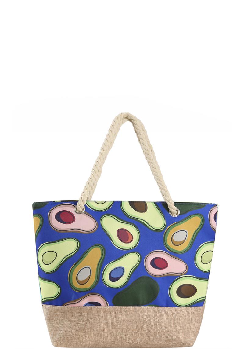 FASHION MULTI AVOCADO PRINT TWIST TOTE BAG