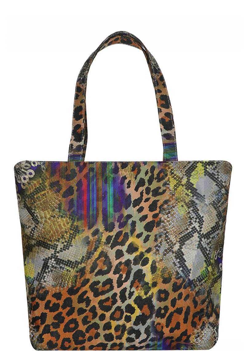 MULTI COLOR RAINBOW LEOPARD PRINT ECCO TOTE BAG