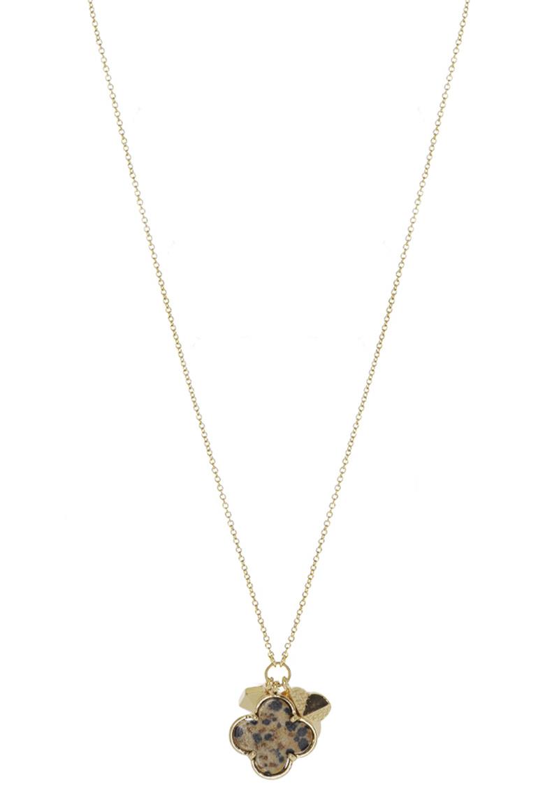 SEMI PRESIOUS FLOWER PENDANT NECKLACE