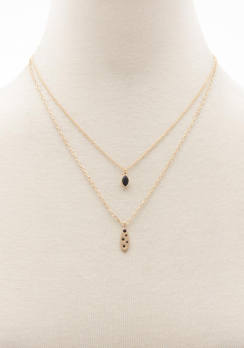 METAL 2 LAYERED CHAIN PENDANT NECKLACE