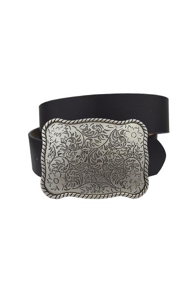 WESTERN FLORAL ANTIQUE BELT BUCKLE WITH PALIN BELT