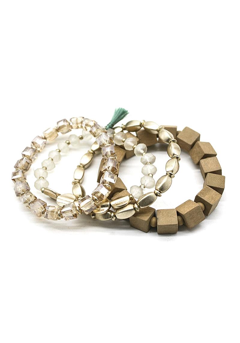 4 LAYER FASHION GEM BEAD CUBE BRACELET