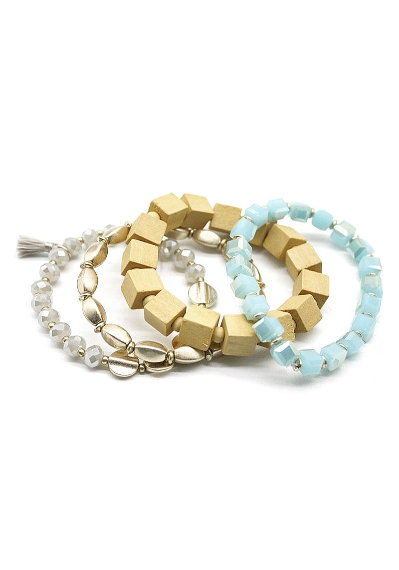 4 LAYER FASHION GEM BEAD CUBE BRACELET