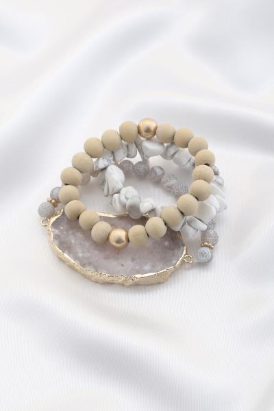 NATURAL STONE BEAD STRETCH MULTI BRACELET SET