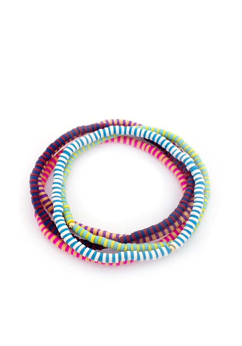 RUBBER BEAD DISC STRETCH BRACELET