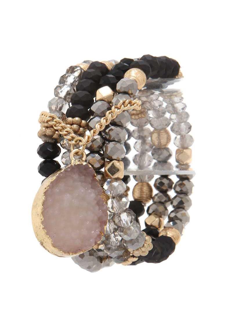 DRUZY STONE BEADED STRECTH BRACELET
