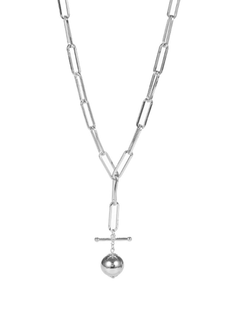 METAL Y NECK BALL PENDANT NECKLACE