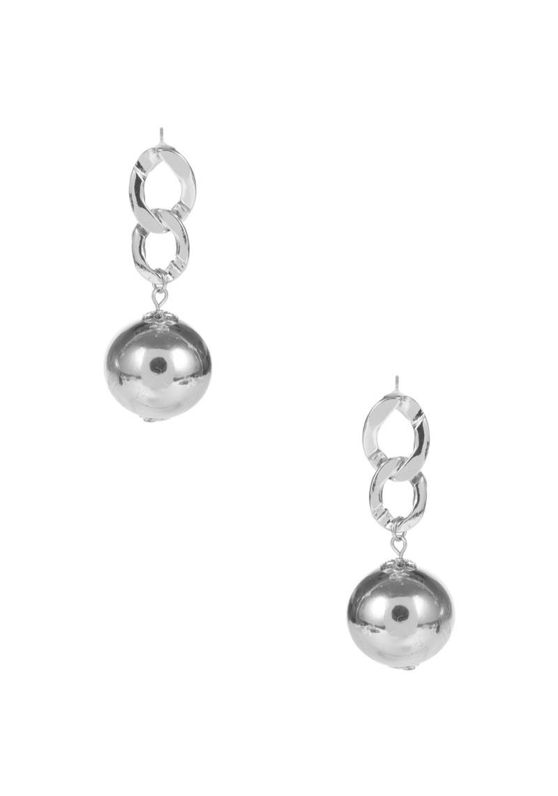 METAL LINK CHAIN BALL DANGLE EARRING