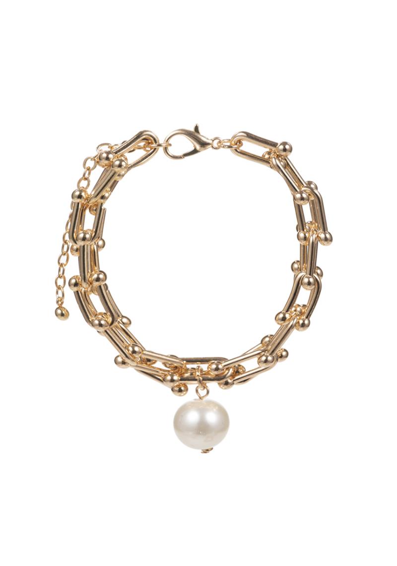 METAL U CHAIN BALL CHARM BRACELET