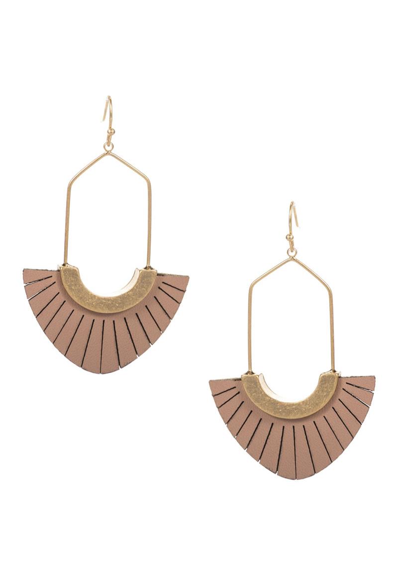 FAUX LEATHER GEOMTRIC HOOK EARRING