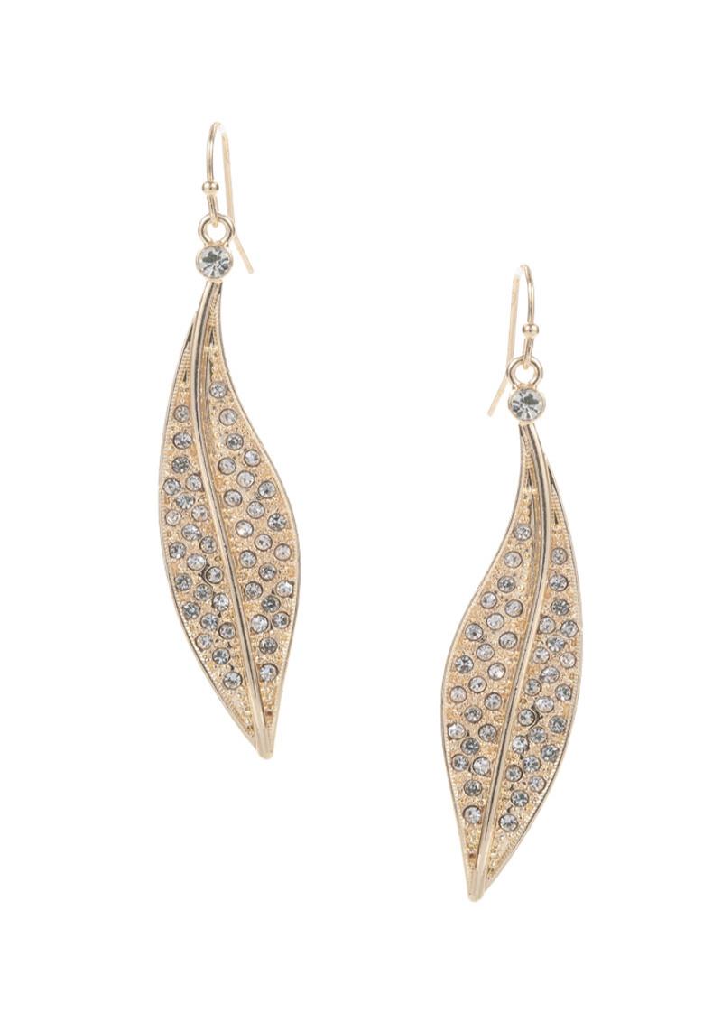 RHINESTONE PAVE LEAF HOOK EARRING