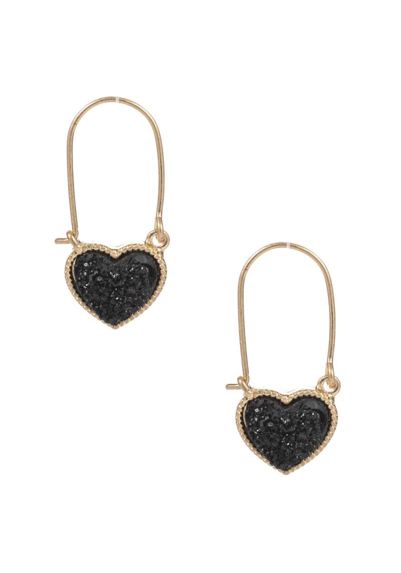 DRUZY HEART METAL EARRING