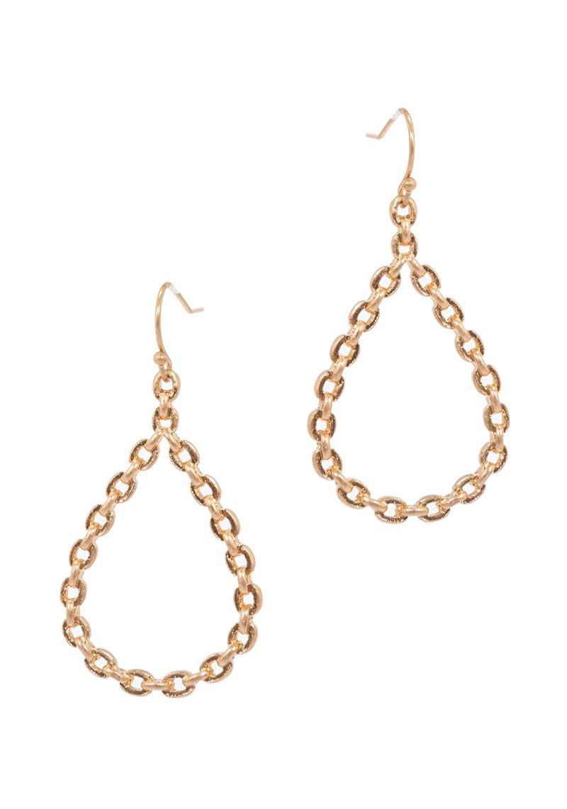 LINK CHAIN METAL TEARDROP HOO EARRING