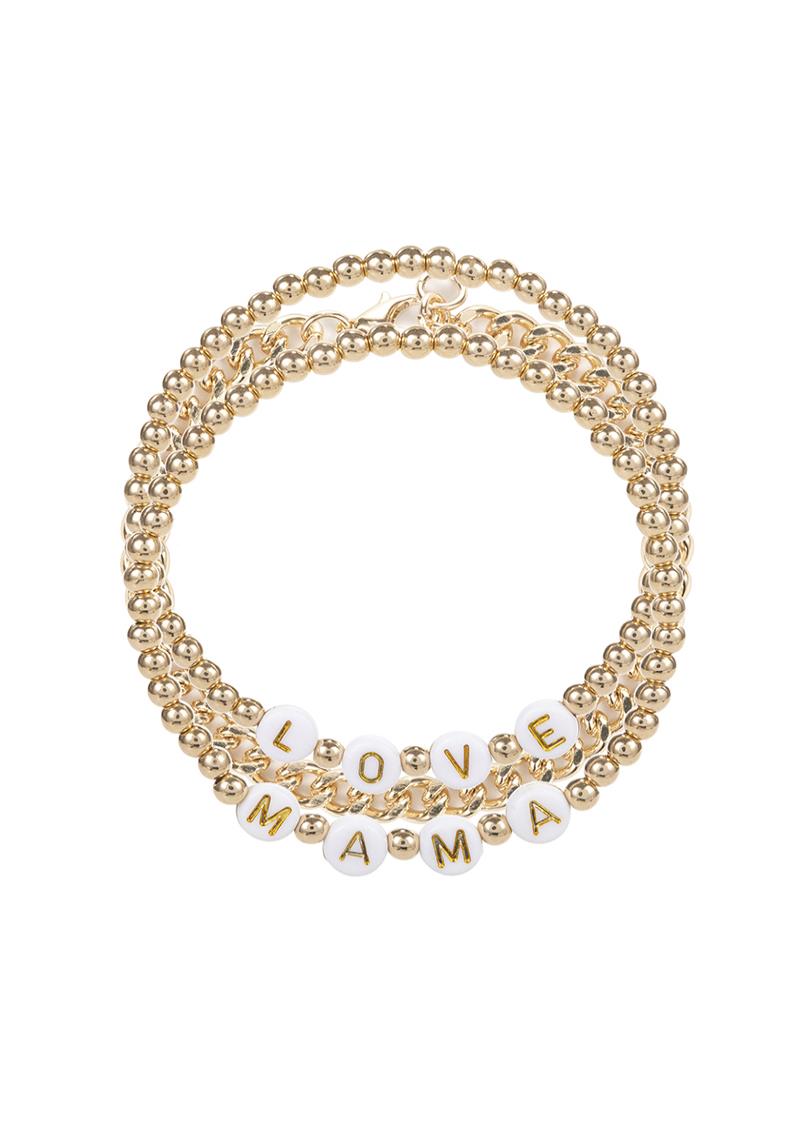 METAL BALL BEAD LOVE LETTER STRETCH MULTI BRACELET