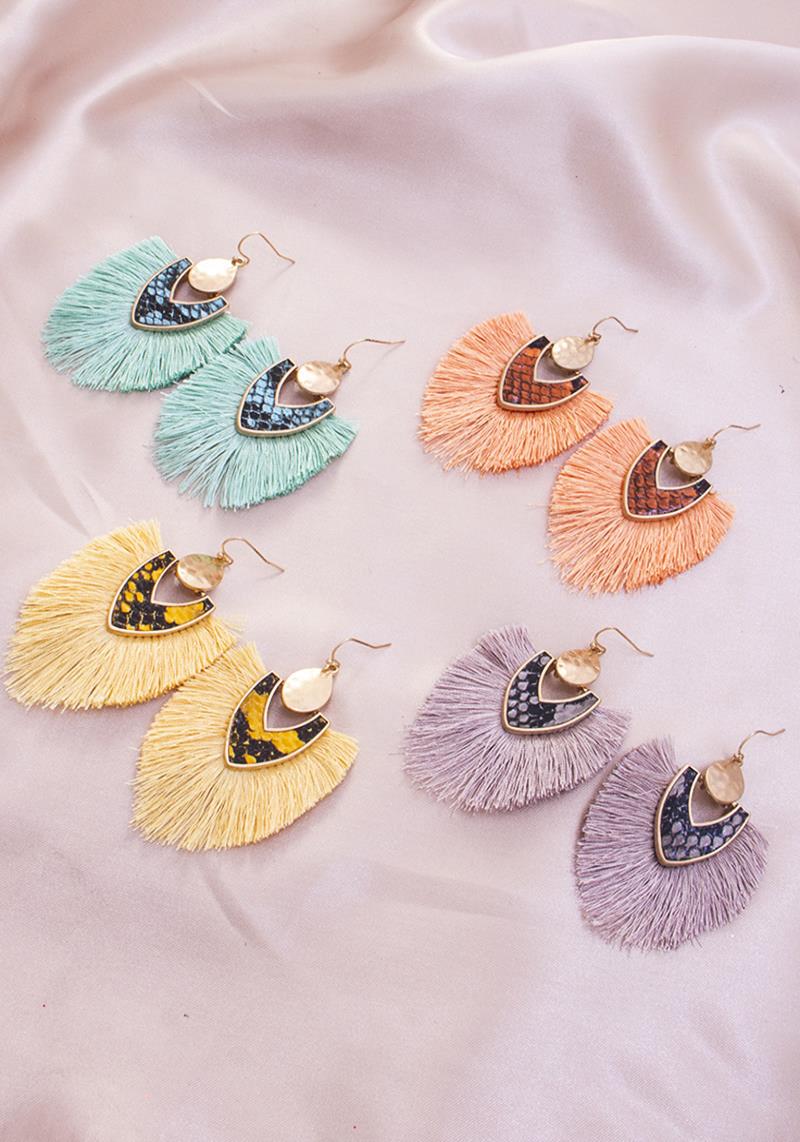 SNAKESKIN TASSEL DANGLE EARRING