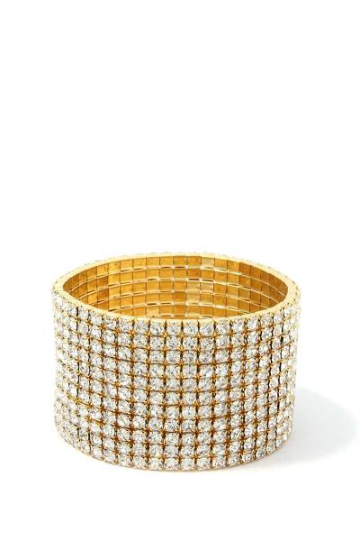 11 LAYERED RHINESTONE STRETCH BRACELET