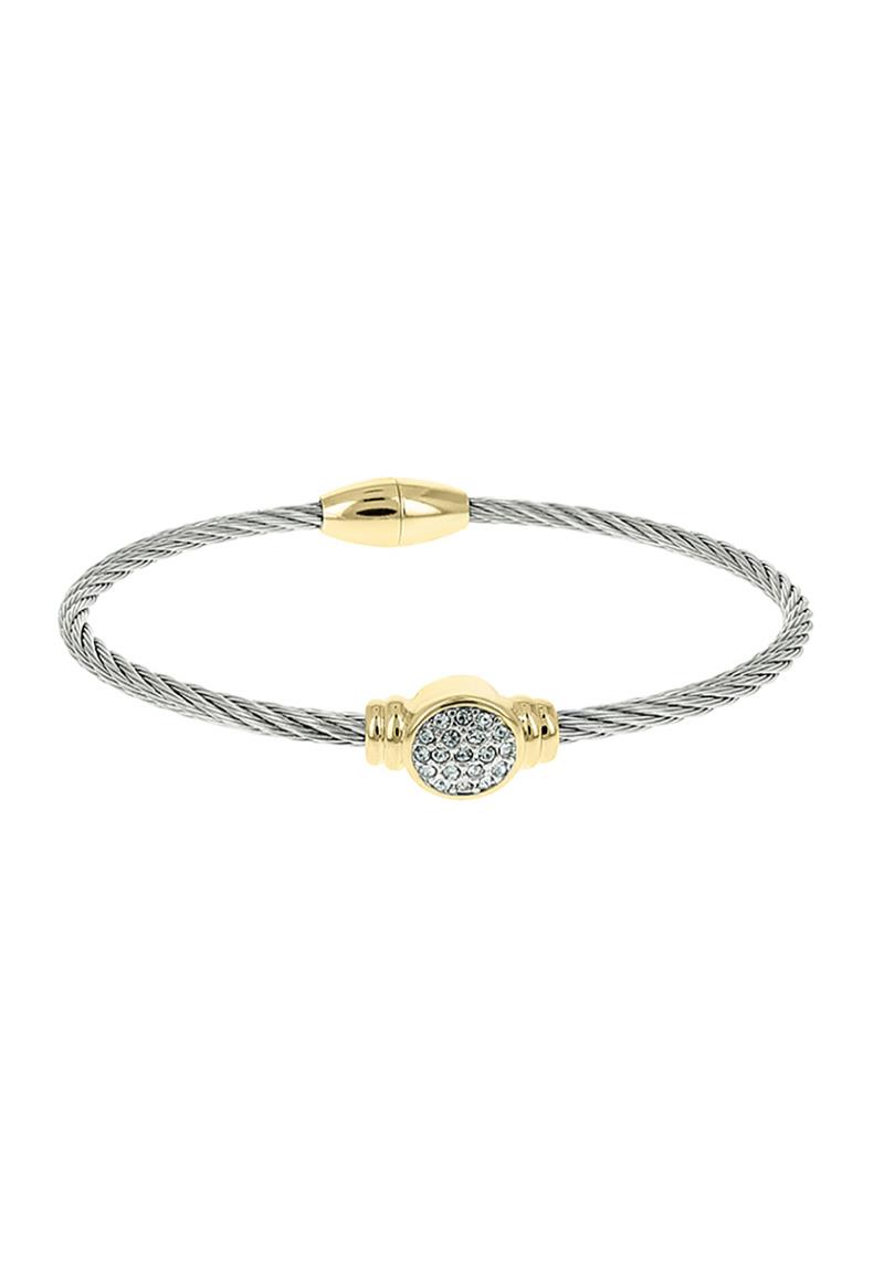 ROUND STUDED STONE POINT MAGNETIC METAL BRACELET