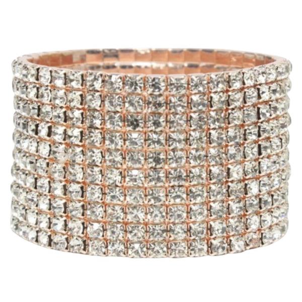 10 LAYERED RHINESTONE STRETCH BRACELET