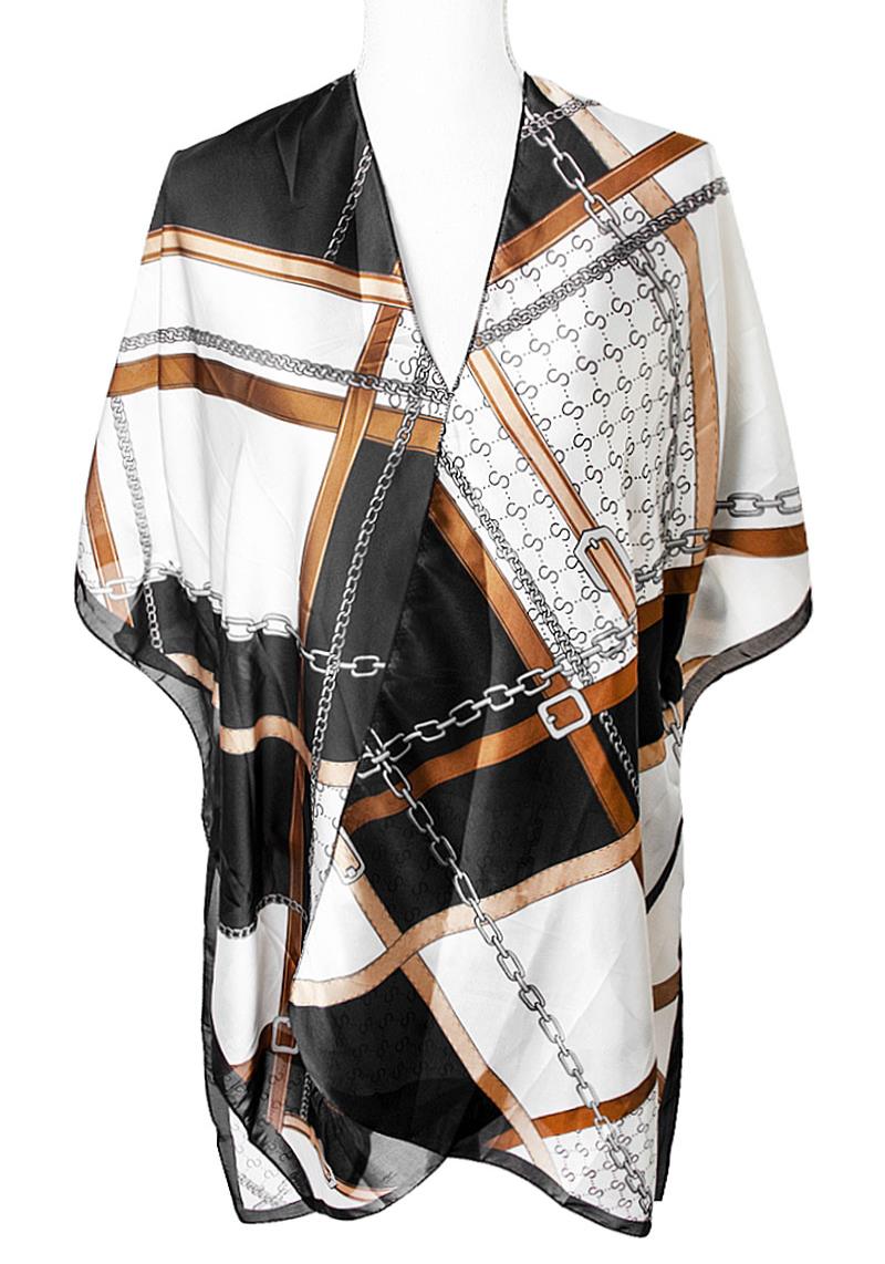 SMOOTH SILKY S CHAIN LINK DESIGN PONCHO