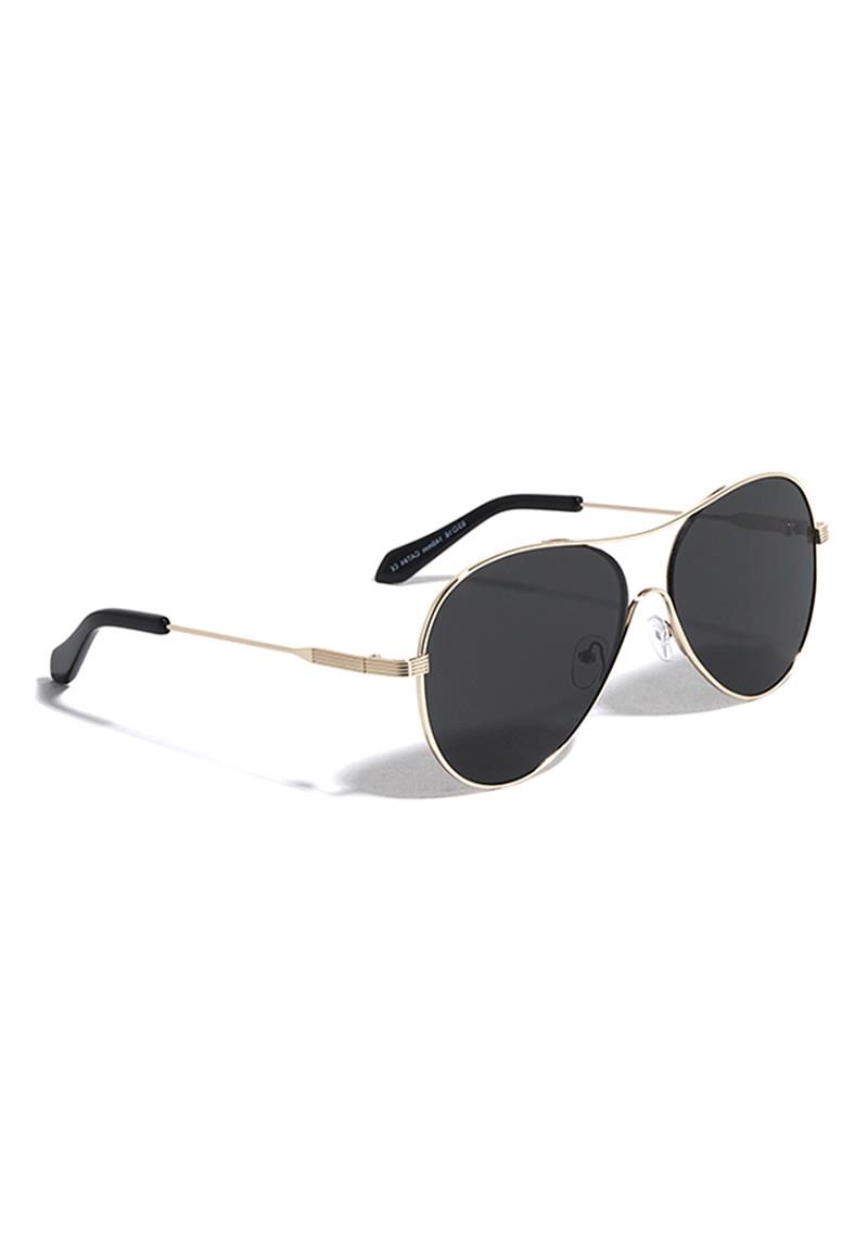 FASHION LOOP GOLD BLACK ONE PIECE FRAME AVIATOR SUNGLASSES 1DZ