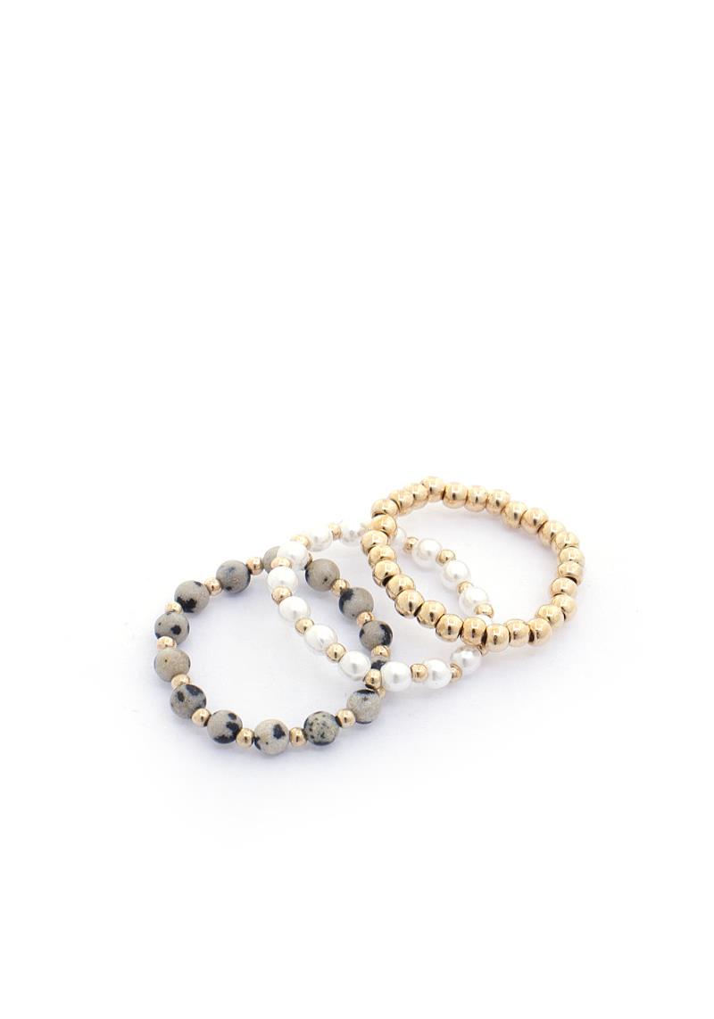 BEADED STRECH RING SET