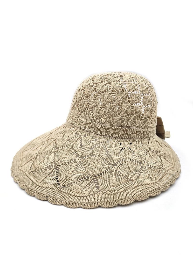 FASHION HARD KNIT  BACK RIBBON SUN HAT