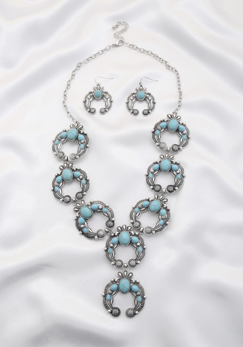 RODEO WESTERN HORSE SHOE LINK METAL NECKLACE