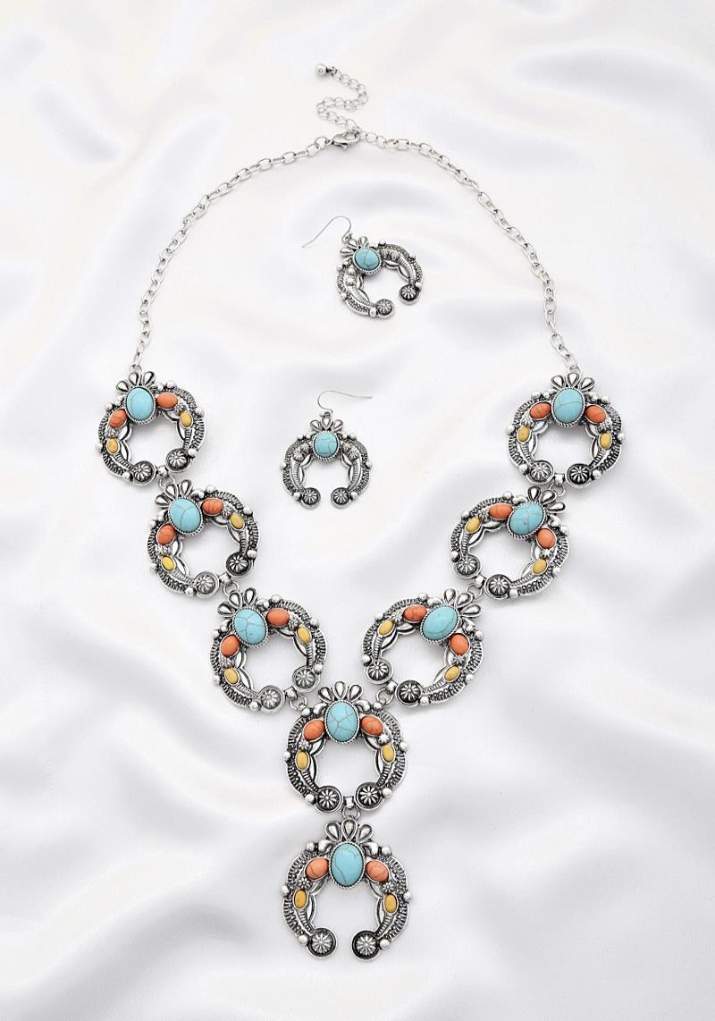RODEO WESTERN HORSE SHOE LINK METAL NECKLACE