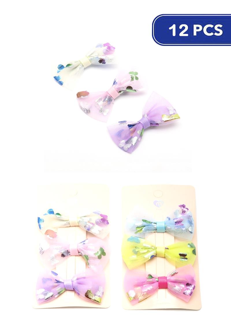 FASHION BUTTERFLY RIBBON HAIR PIN 3 PC SET (12 UNITS)