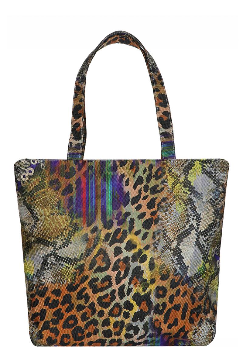 MULTI COLOR RAINBOW LEOPARD PRINT ECCO TOTE BAG