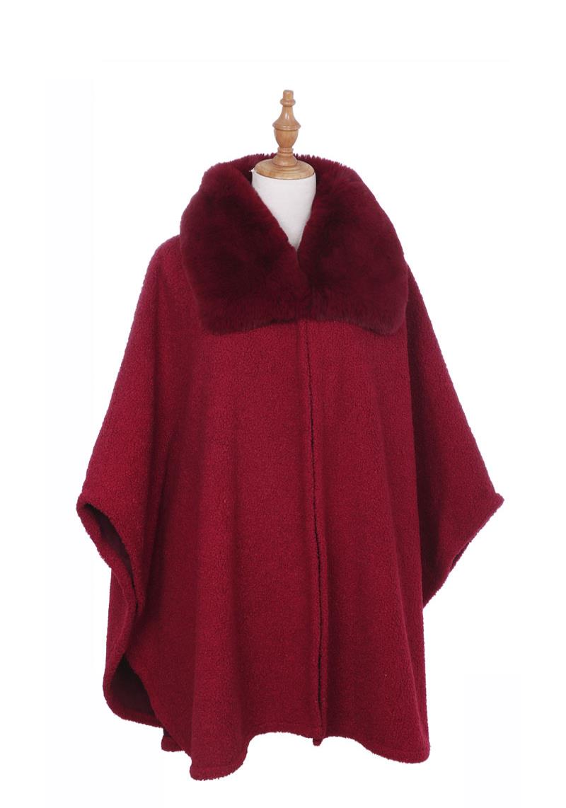 FASHION COZY NECK FUR PONCHO RUANA 