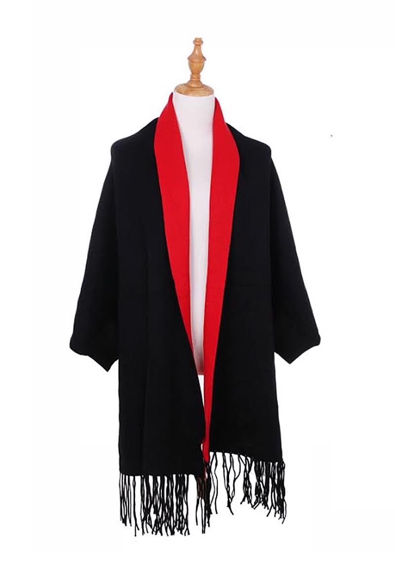 FASHION DOUBLE COLOR LAYER WEARABLE PONCHO