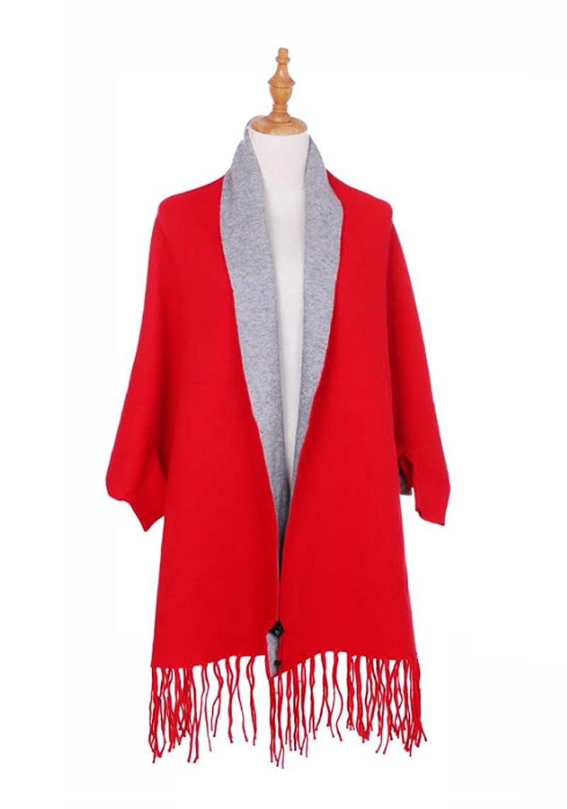 FASHION DOUBLE COLOR LAYER WEARABLE PONCHO