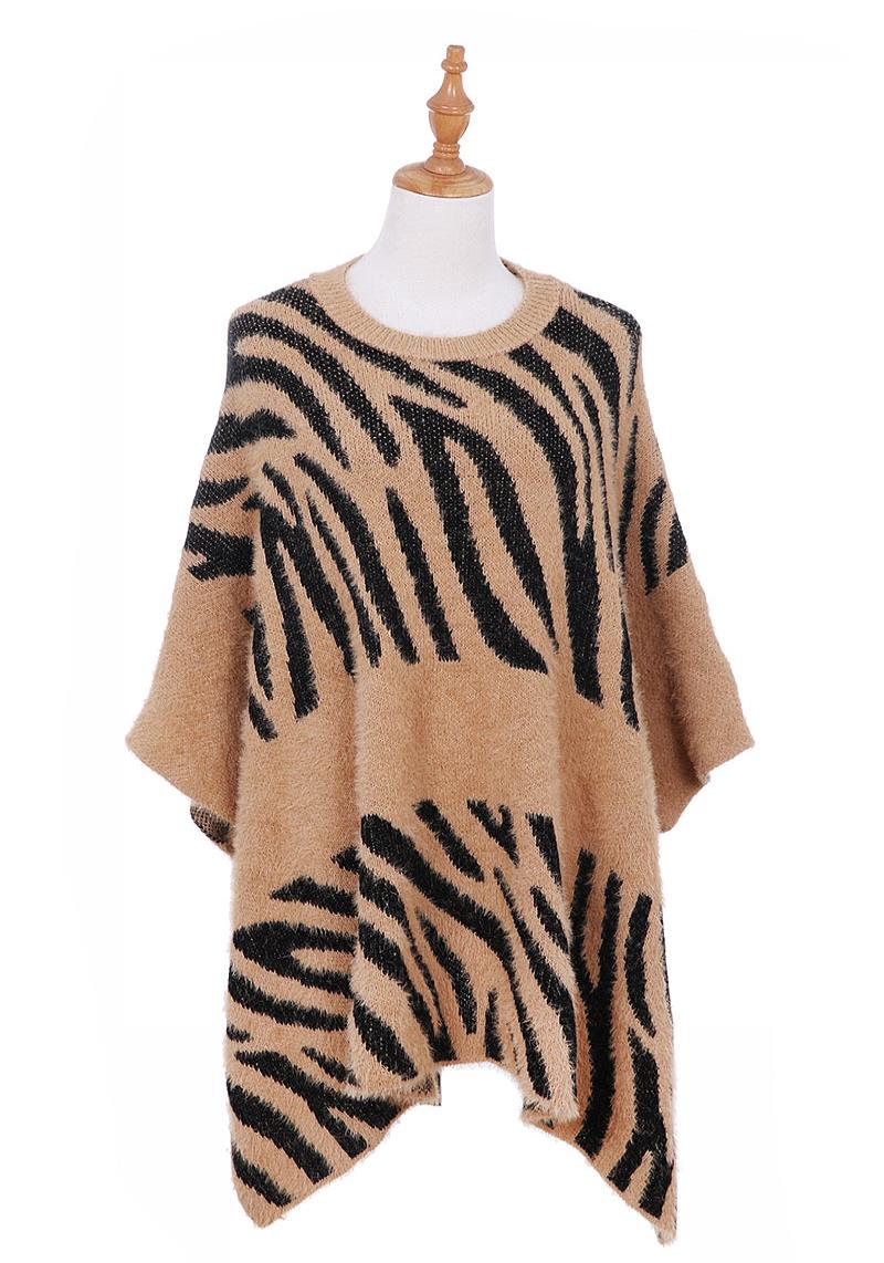 FASHION COZY WARM ANIMAL PATTERN PONCHO RUANA