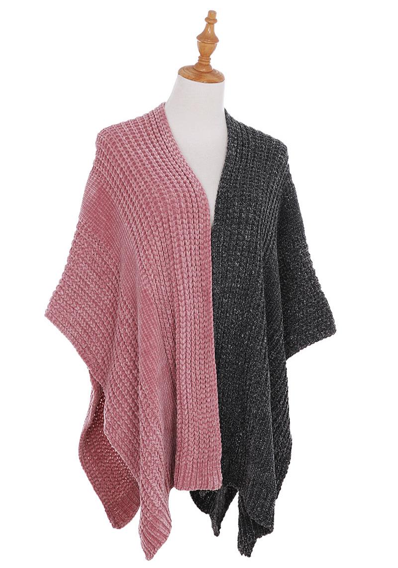 TWO COLOR SOFT COZY PONCHO