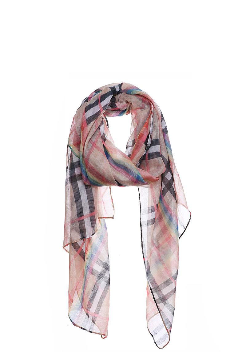 RAINBOW PLAID SKINNY SCARF