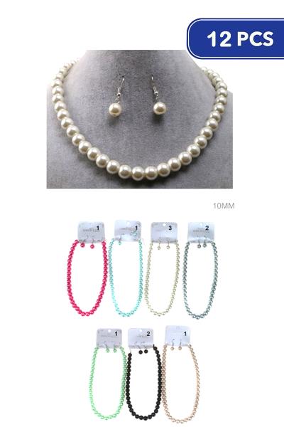 FASHION PEARL NECKLACE EARRING SET (12 UNITS)