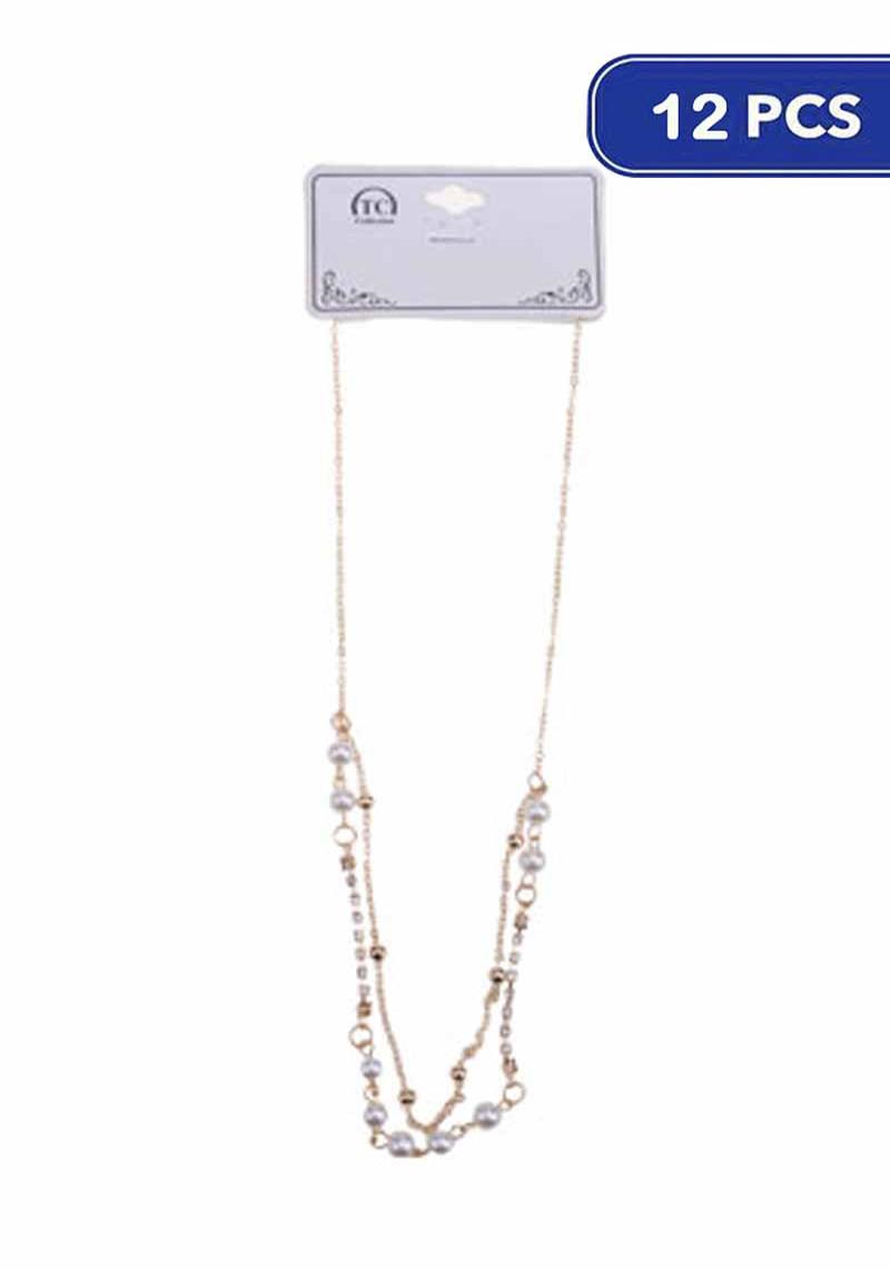 FASHION RHINESTONE PEARL NECKLACE (12 UNITS)