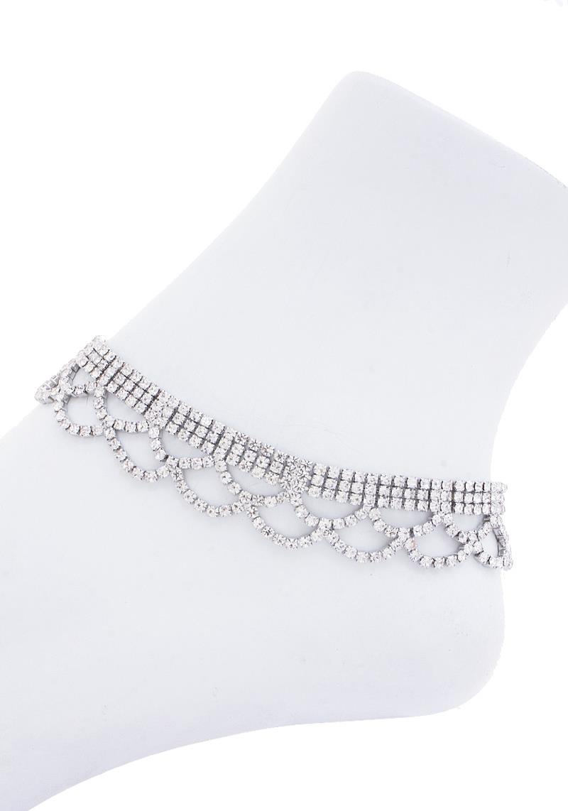 TWO TONE SCALLOP EDGE RHINESTONE ANKLET