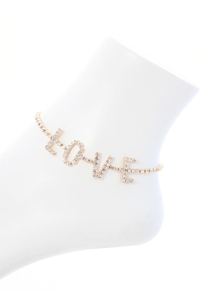 LOVE RHINESTONE MESSAGE ANKLET