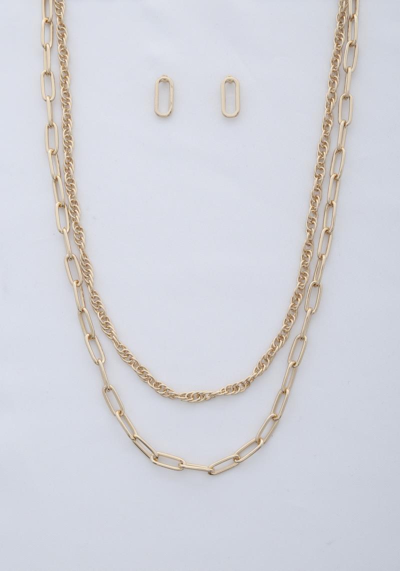 ROPE OVAL LINK LAYERED NECKLACE