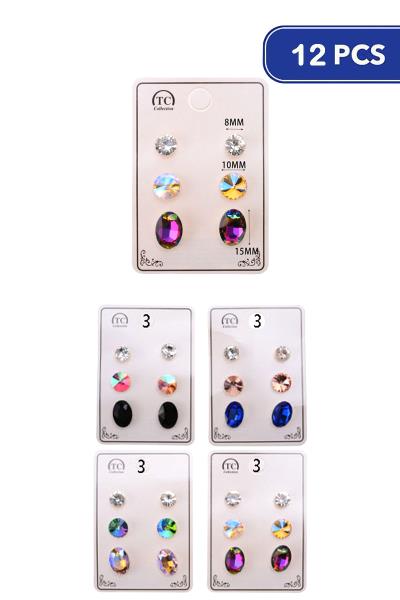 FASHION EARRING 3 PAIR SET (12 UNITS)