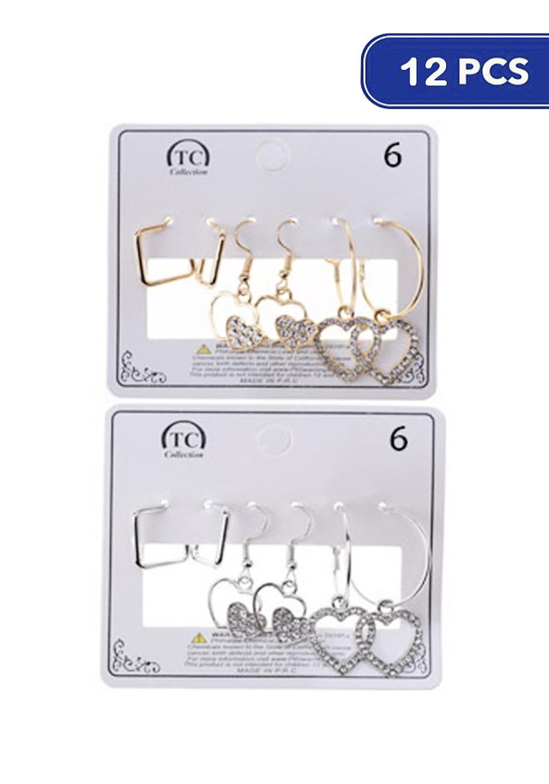 FASHION METAL HEART DANGLE HOOP EARRING (12 UNITS)