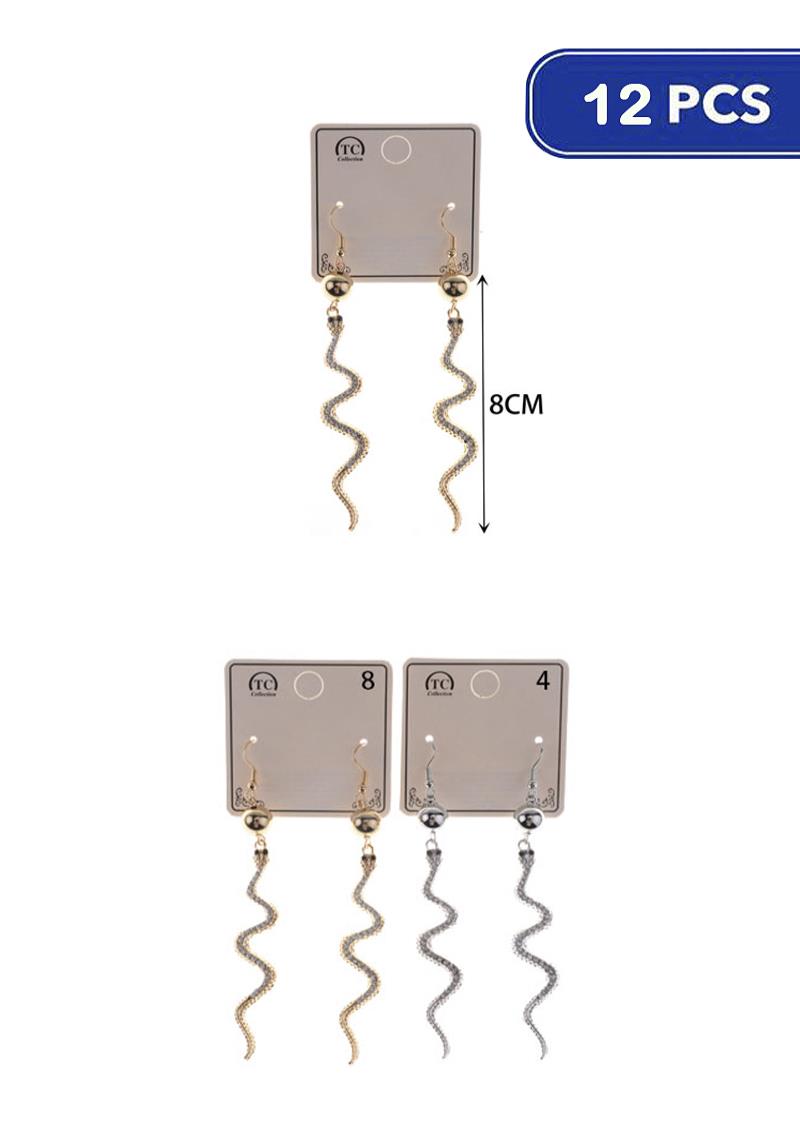 FASHION METAL SNAKE DANGLE EARRING (12 UNITS)