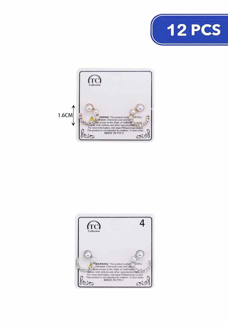 FASHION RHINESTONE PEARL ROUND EARRING (12 UNIT)