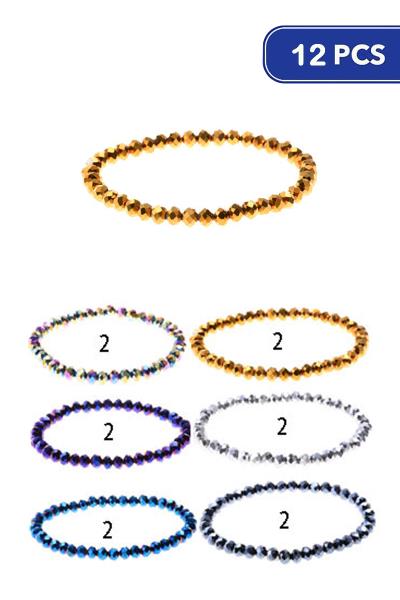 CRYSTAL CUT BEAD STRETCH BRACELET (12 UNITS)
