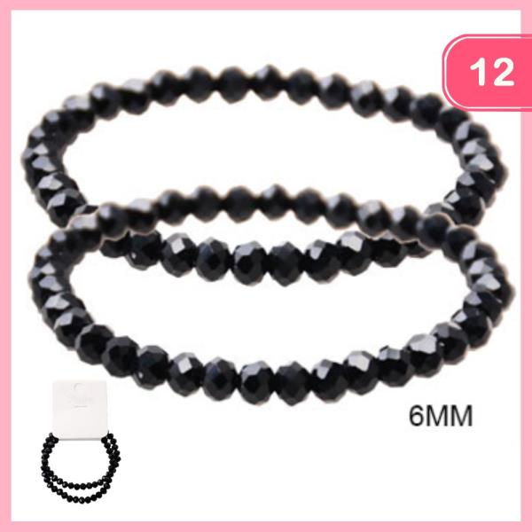 CRYSTAL CUT BEAD STRETCH BRACELET (12 UNITS)