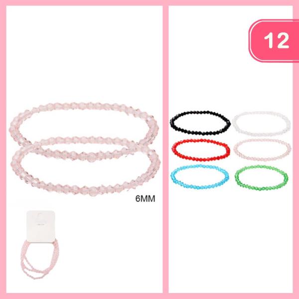 CRYSTAL CUT BEAD STRETCH BRACELET (12 UNITS)