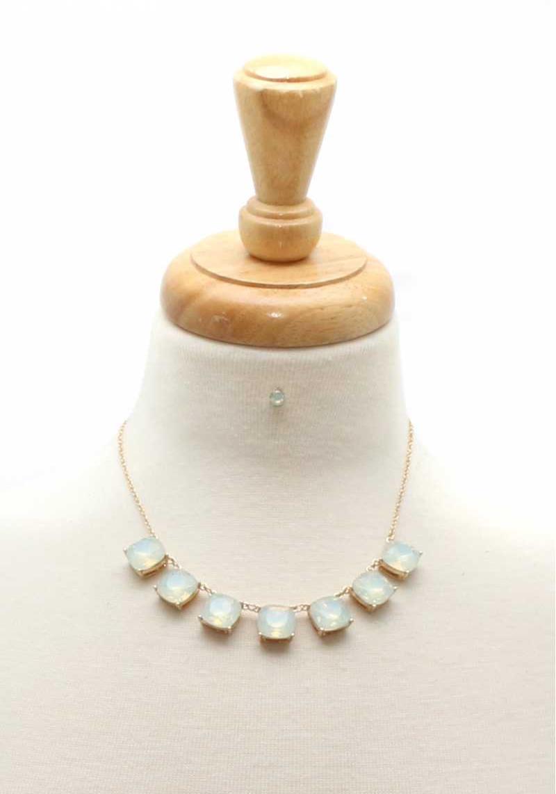 STYLISH CHIC GEM STONE NECKLACE AND EARRING SET